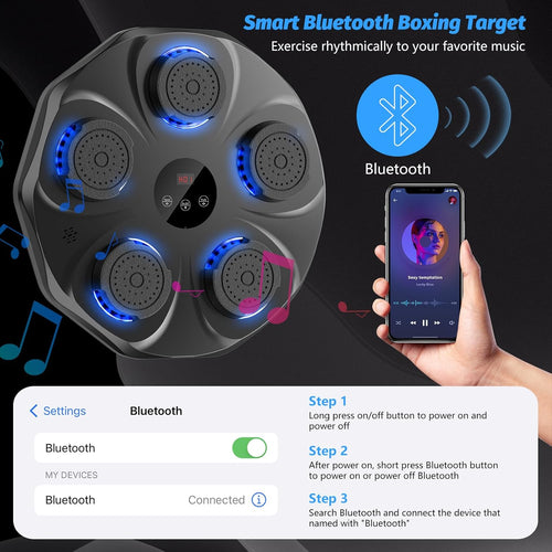 2024 Music Boxing Machine with Boxing Gloves, Wall Mounted Smart Bluetooth Music Boxing Trainer, Electronic Boxing Target Workout Punching Equipment for Home, Indoor and Gym